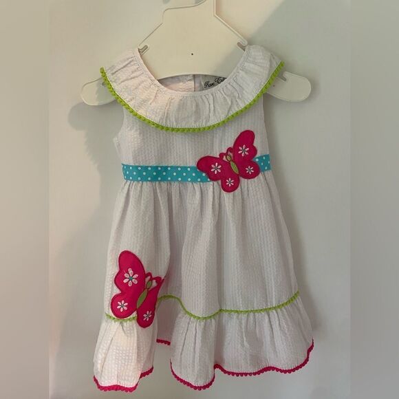 Rare Editions White and Pink Butterfly Dress 2T - Picture 1 of 4